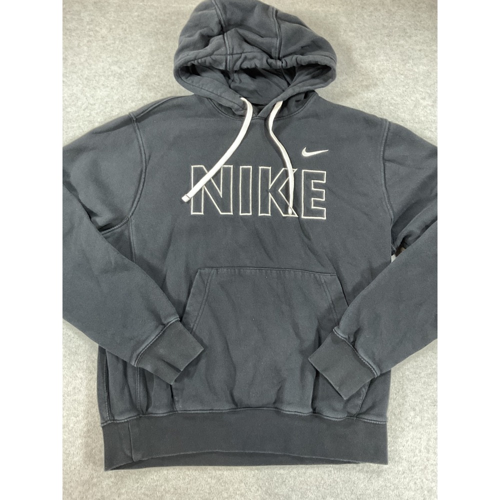 Nike Mens Black Embroidered Logo Fleece Pullover Hoodie FQ6155-010 Medium 2797